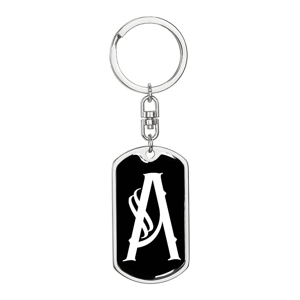 Initial A v001-13 - Luxury Dog Tag Keychain