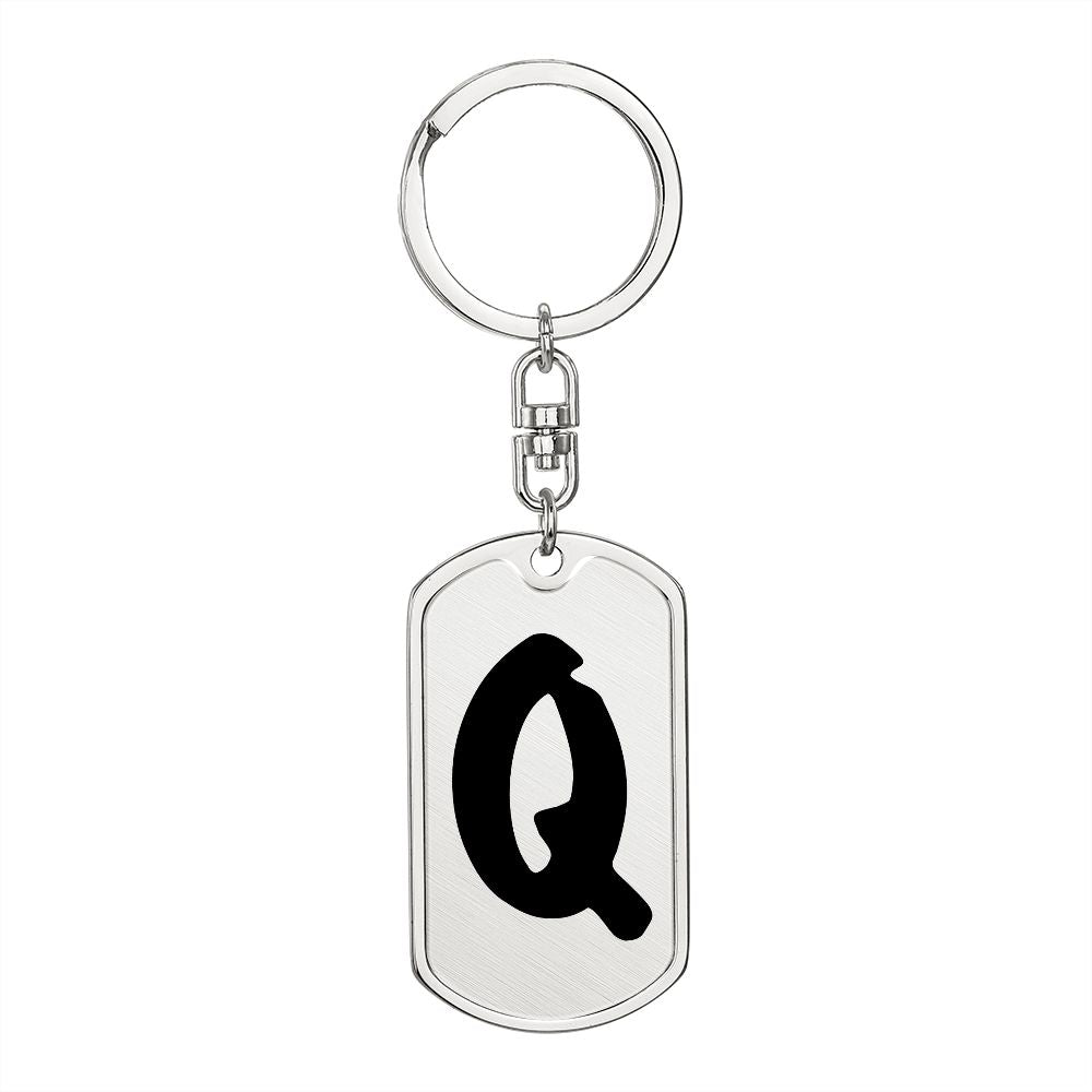 Initial Q v1b - Luxury Dog Tag Keychain
