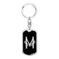 Initial M v001-12 - Luxury Dog Tag Keychain