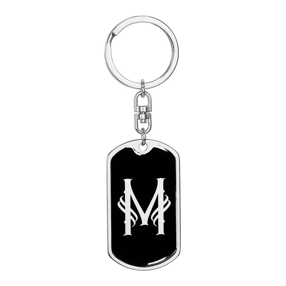 Initial M v001-12 - Luxury Dog Tag Keychain