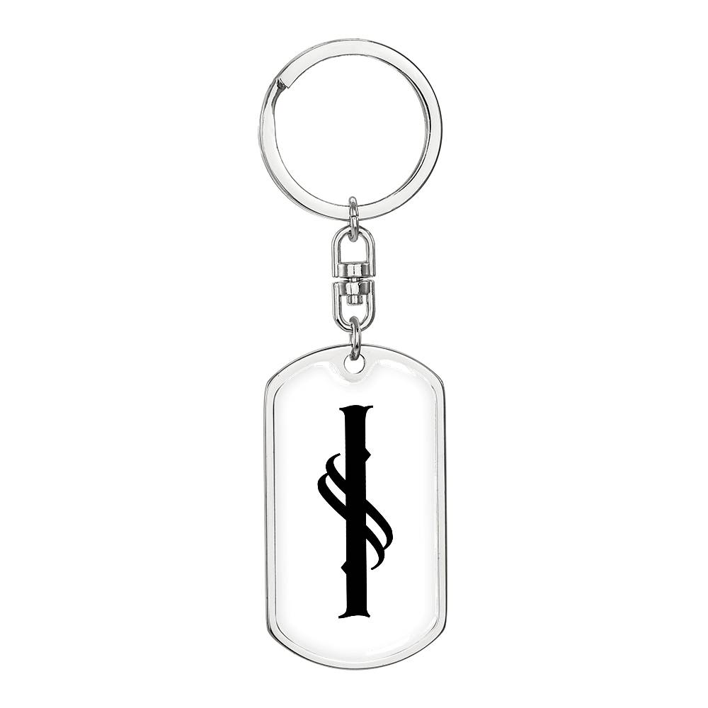 Initial I v001-14 - Luxury Dog Tag Keychain