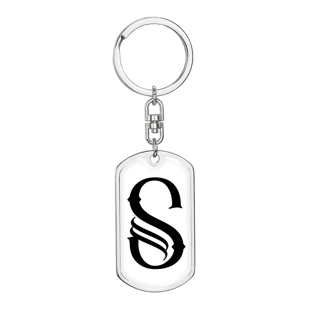 Initial S v001-14 - Luxury Dog Tag Keychain