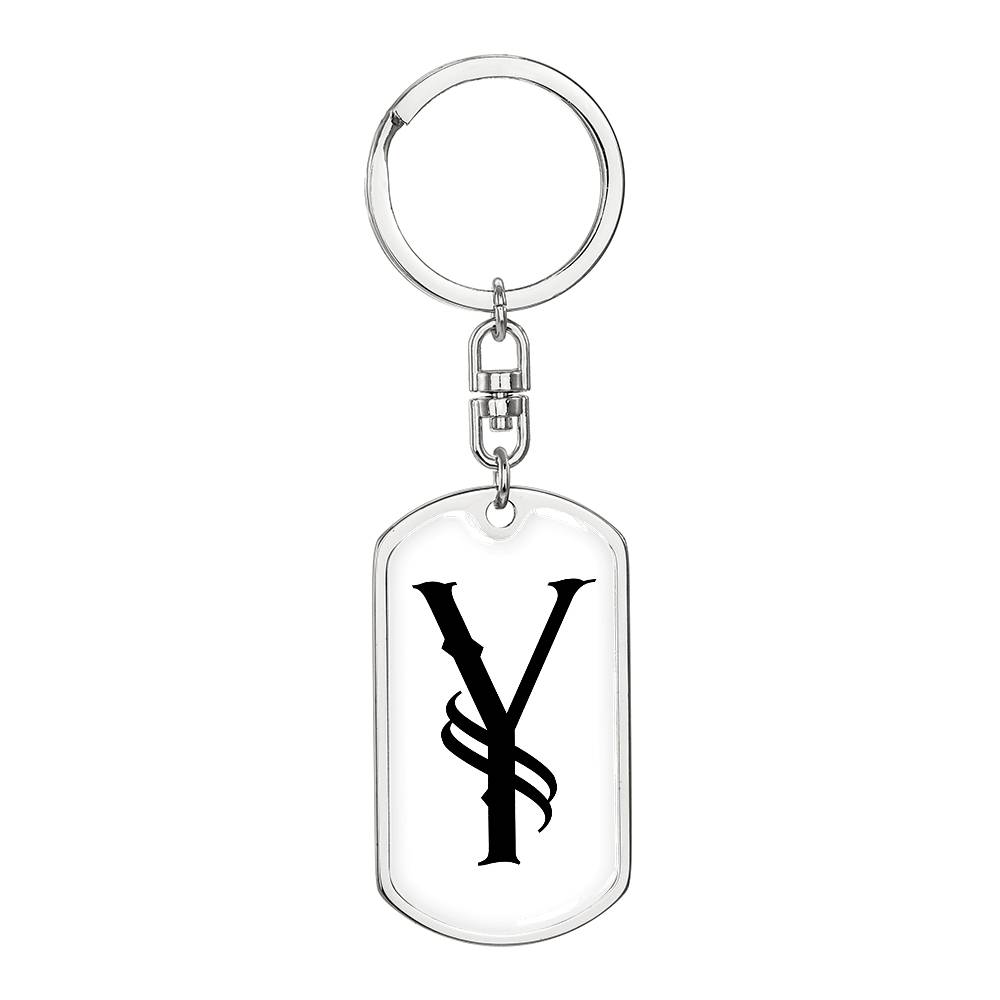 Initial Y v001-14 - Luxury Dog Tag Keychain