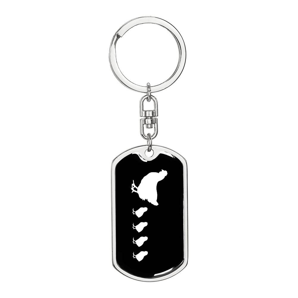 Mama Chicken With 4 Chicks v3 - Luxury Dog Tag Keychain