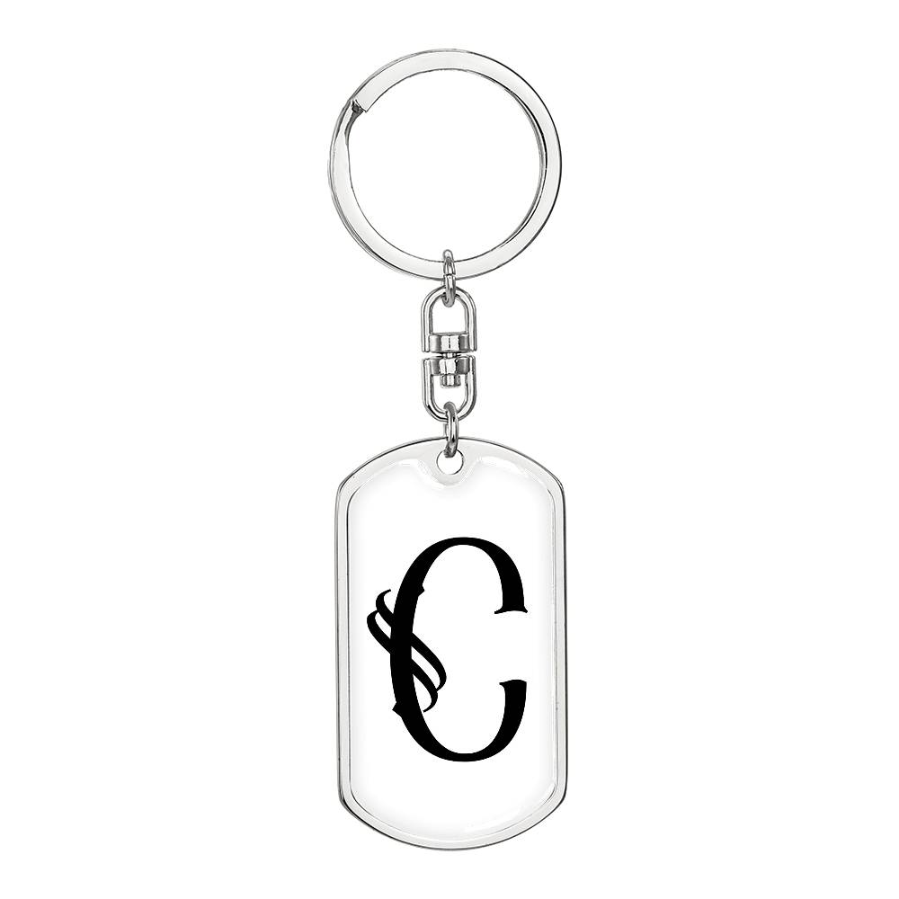 Initial C v001-14 - Luxury Dog Tag Keychain