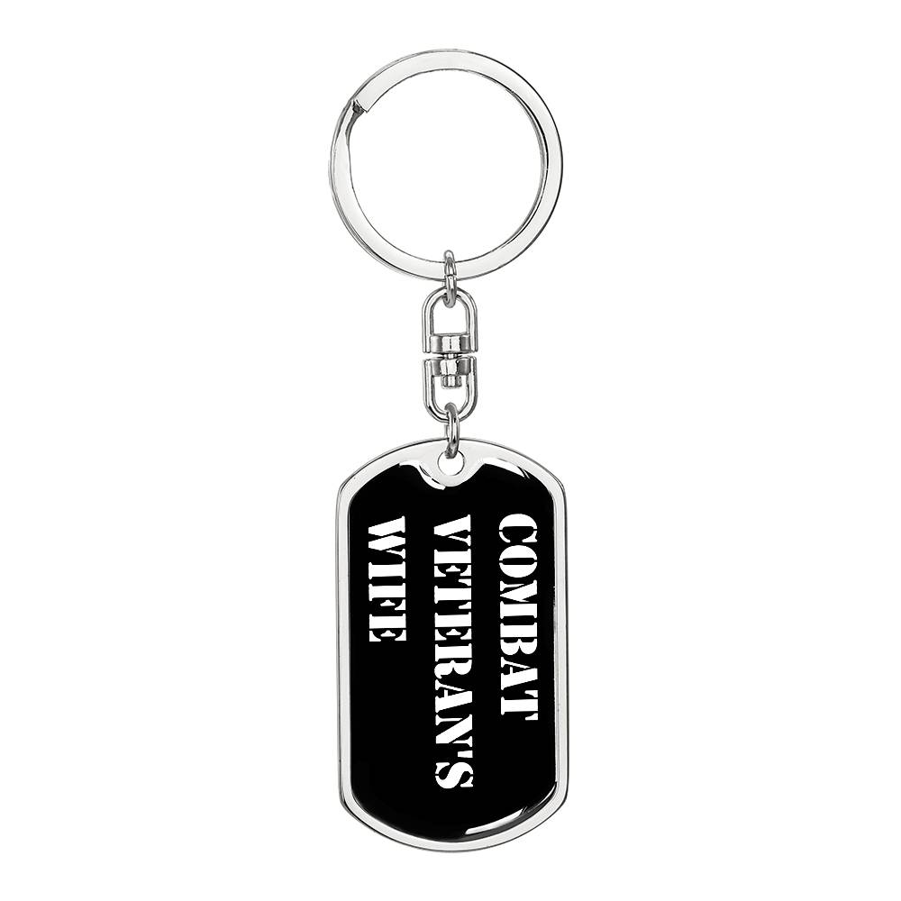 Combat Veteran's Wife v3 - Luxury Dog Tag Keychain