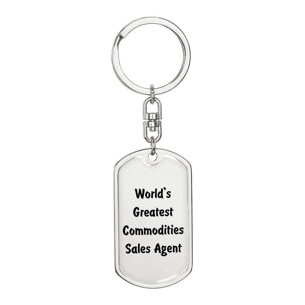 World's Greatest Commodities Sales Agent - Luxury Dog Tag Keychain