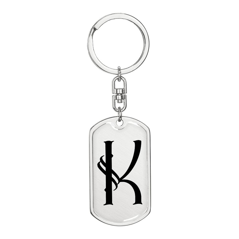 Initial K v001-11 - Luxury Dog Tag Keychain
