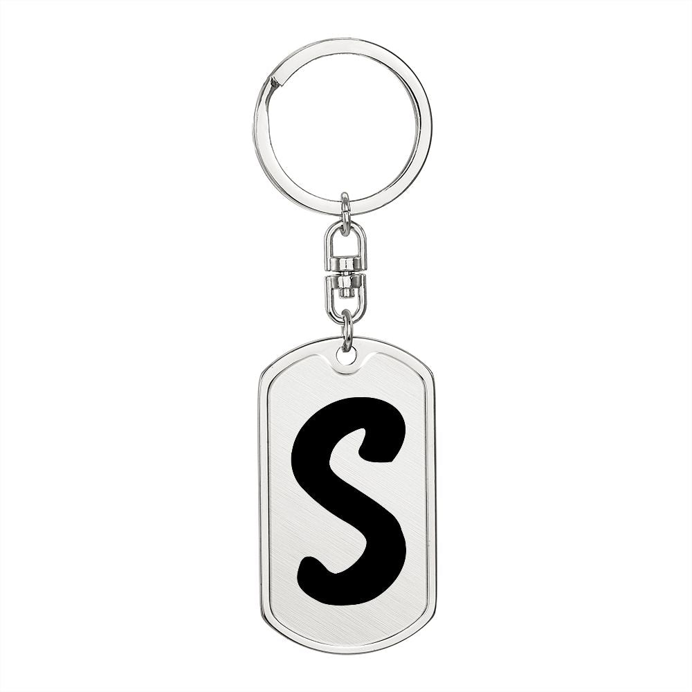 Initial S v1b - Luxury Dog Tag Keychain