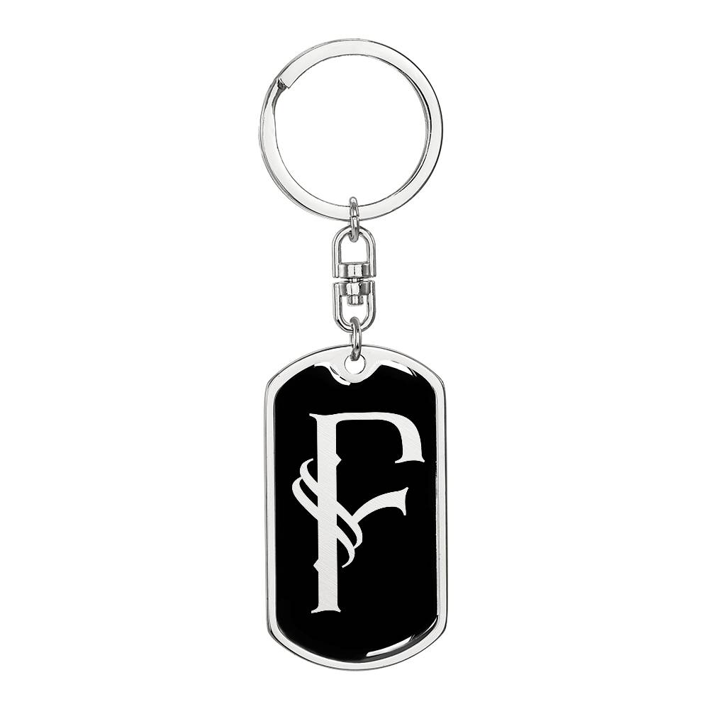 Initial F v001-12 - Luxury Dog Tag Keychain