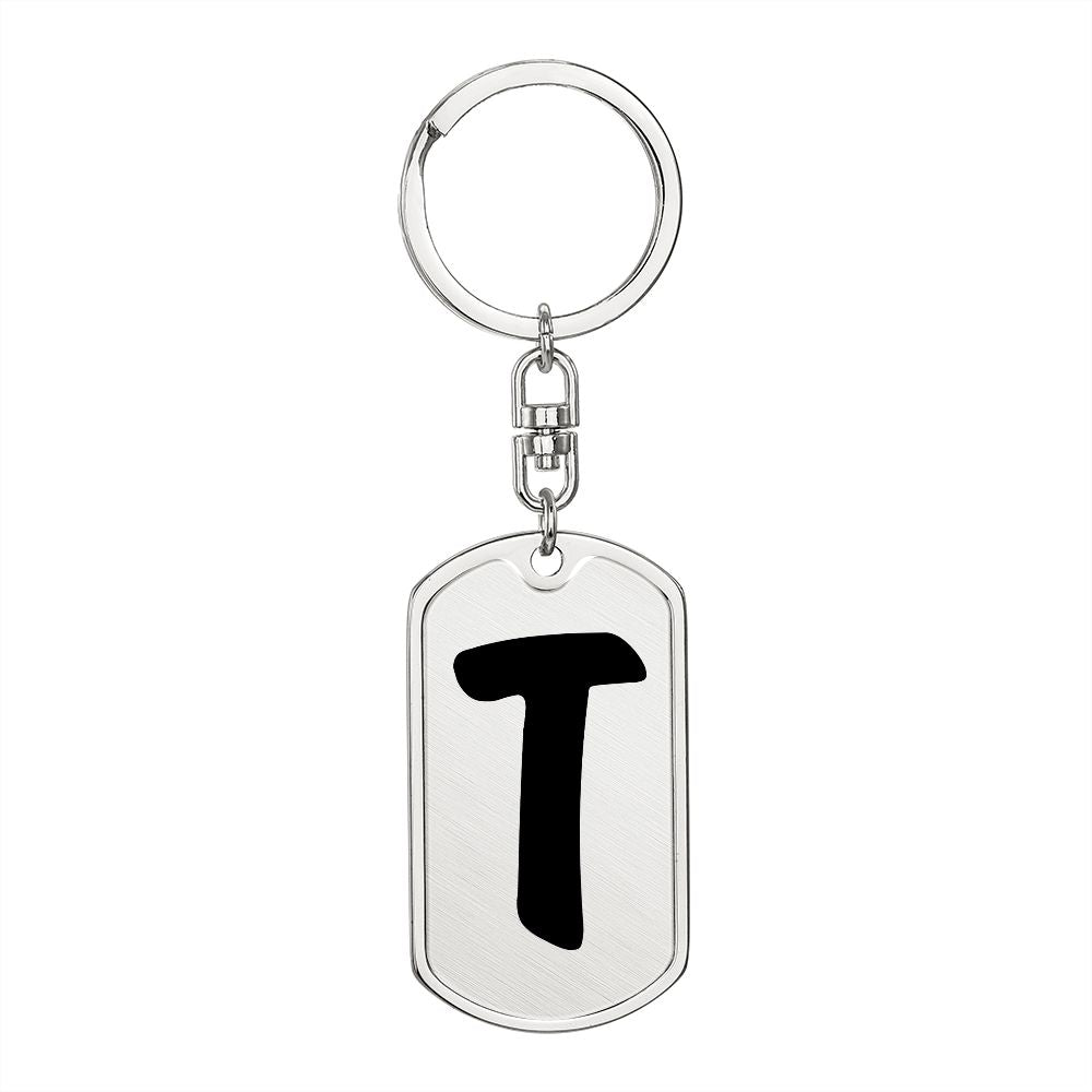 Initial T v1b - Luxury Dog Tag Keychain