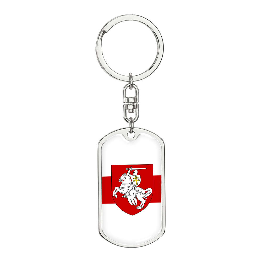 Pahonia And White-Red-White Flag (Belarus) - Luxury Dog Tag Keychain
