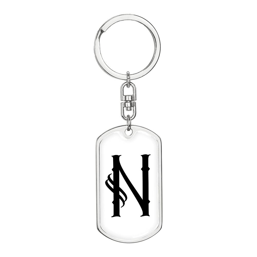 Initial N v001-14 - Luxury Dog Tag Keychain