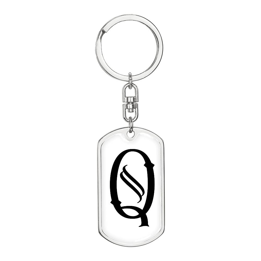 Initial Q v001-14 - Luxury Dog Tag Keychain