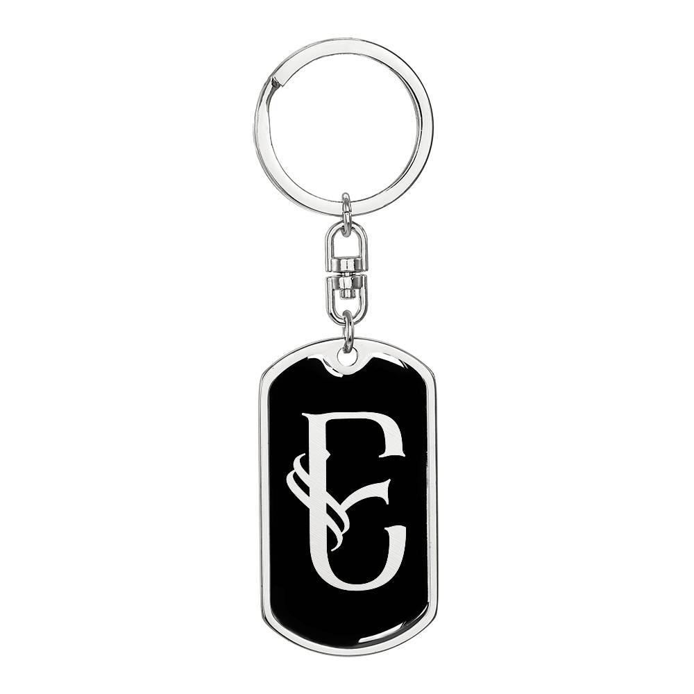 Initial E v001-12 - Luxury Dog Tag Keychain