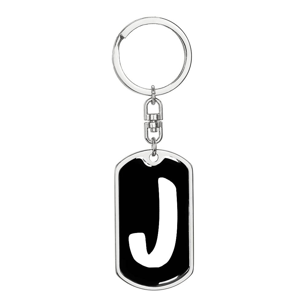 Initial J v3b - Luxury Dog Tag Keychain