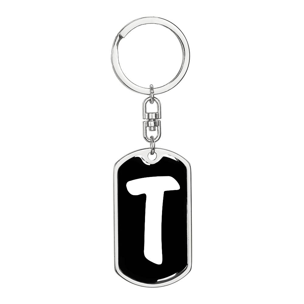 Initial T v3b - Luxury Dog Tag Keychain