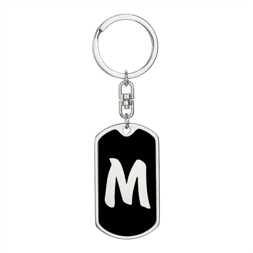 Initial M v2b - Luxury Dog Tag Keychain
