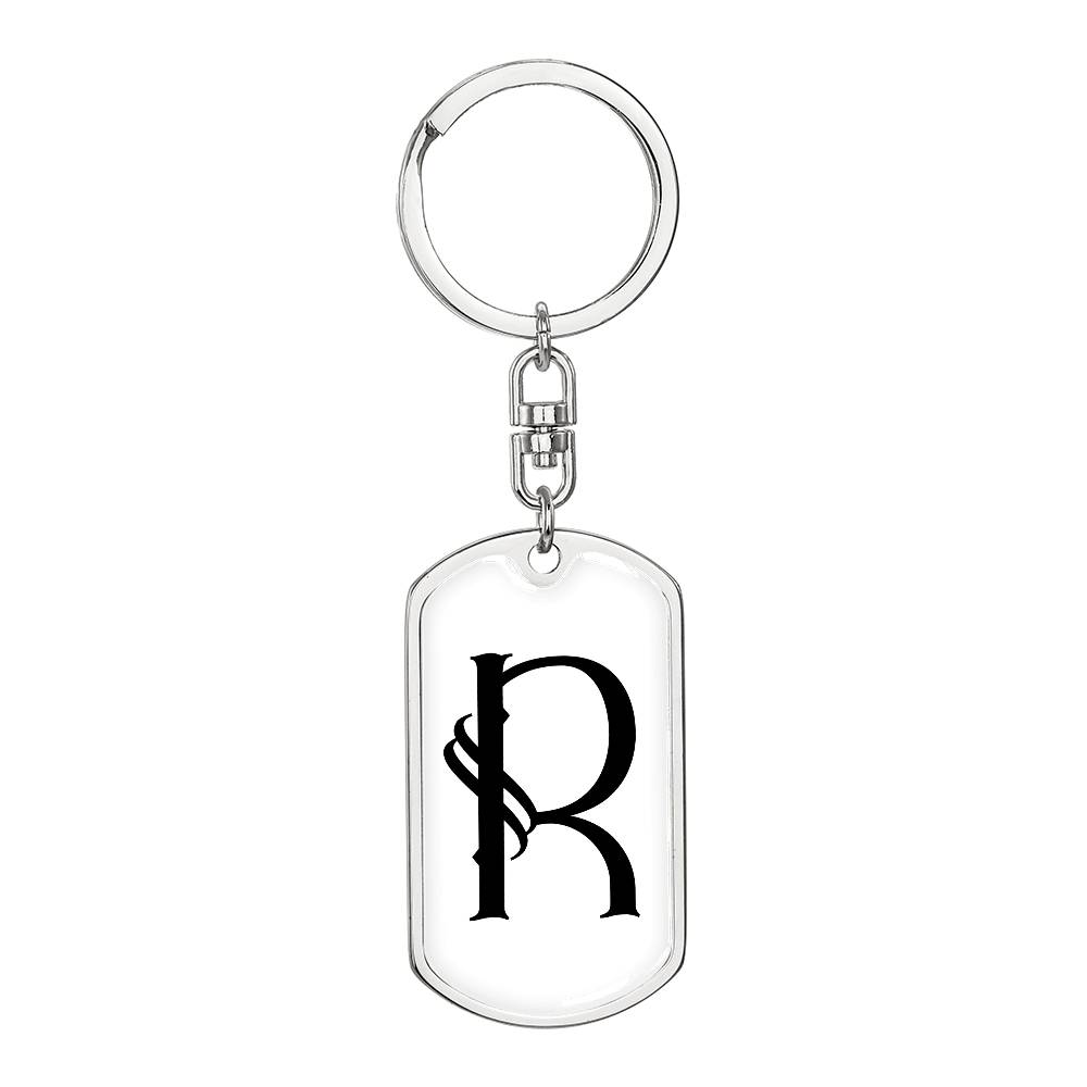 Initial R v001-14 - Luxury Dog Tag Keychain