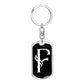 Initial F v001-13 - Luxury Dog Tag Keychain