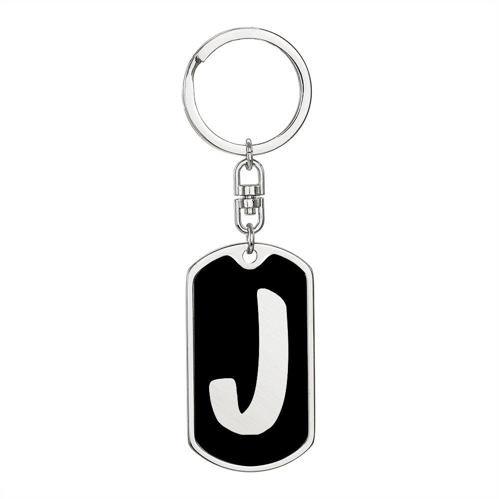 Initial J v2b - Luxury Dog Tag Keychain