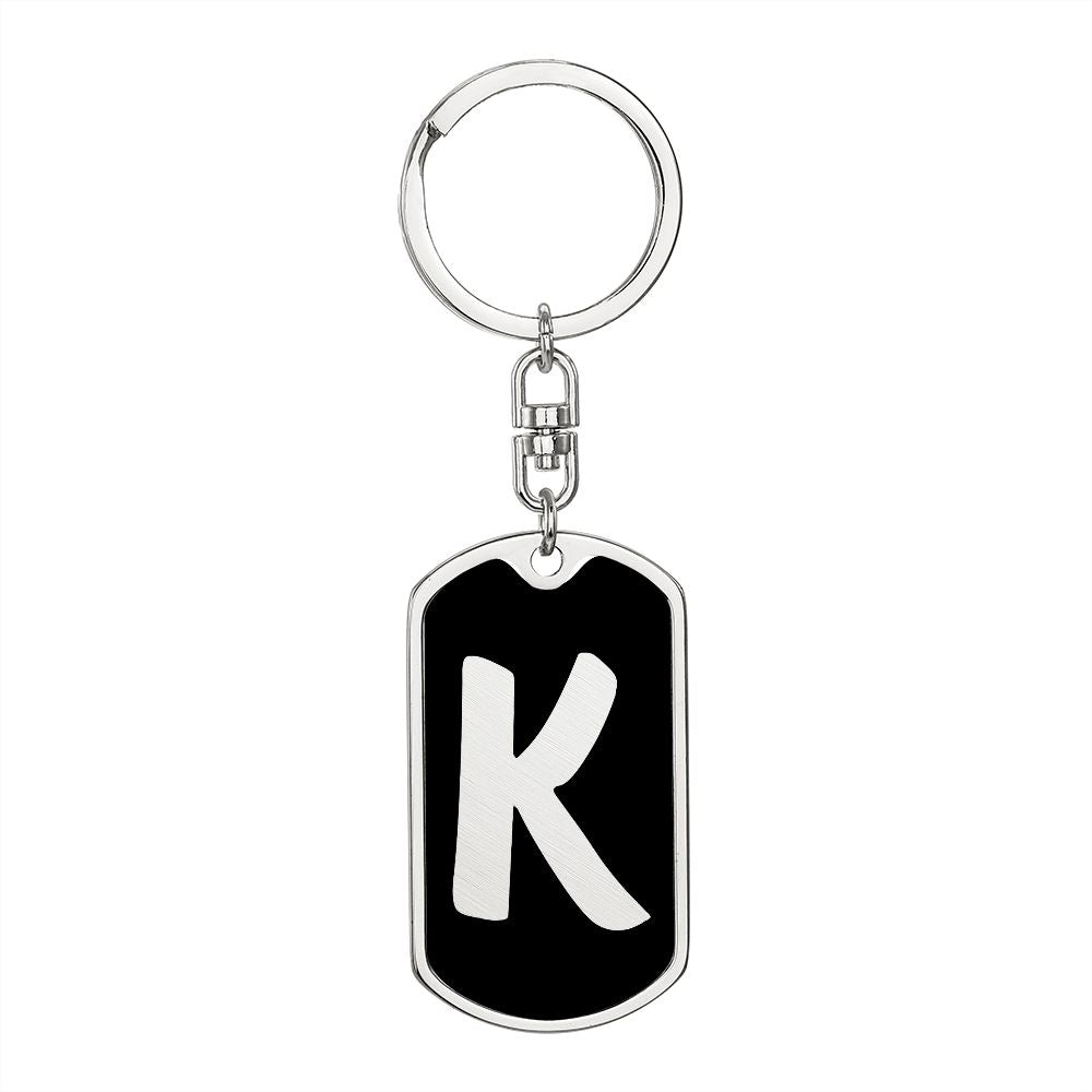 Initial K v2b - Luxury Dog Tag Keychain