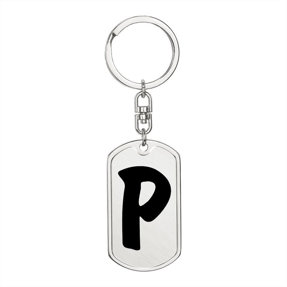 Initial P v1b - Luxury Dog Tag Keychain