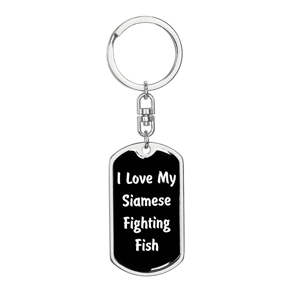 Love My Siamese Fighting Fish v3 - Luxury Dog Tag Keychain