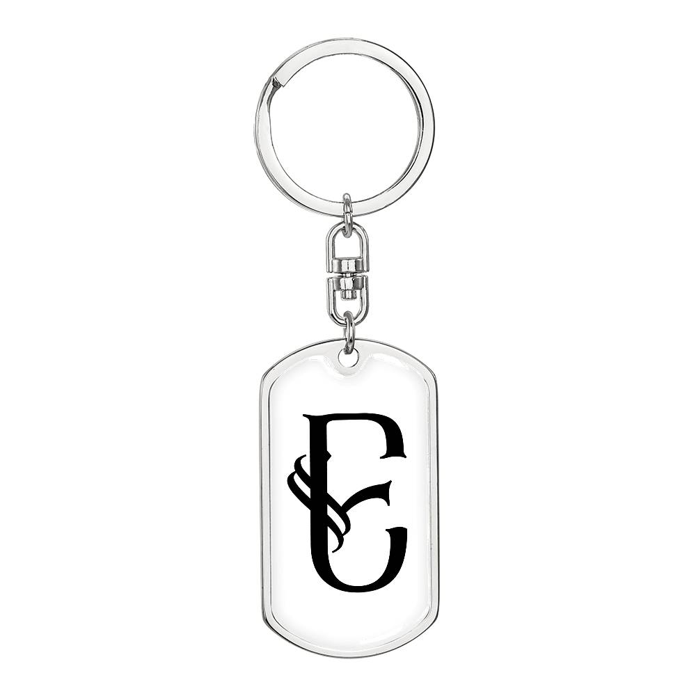 Initial E v001-14 - Luxury Dog Tag Keychain