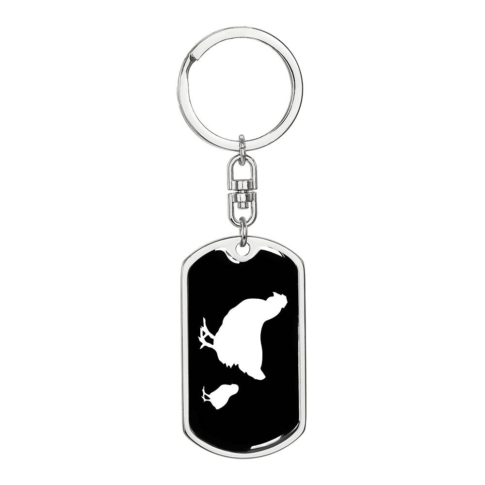 Mama Chicken With 1 Chick v3 - Luxury Dog Tag Keychain