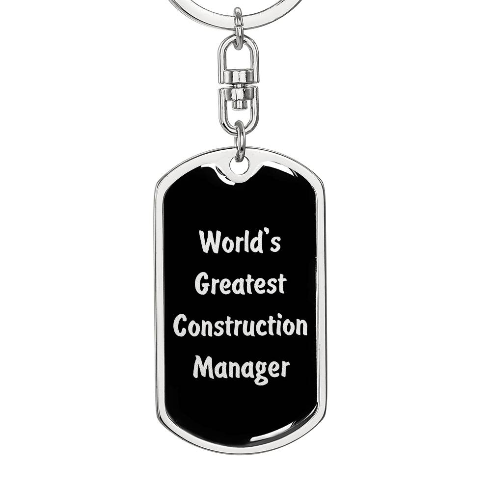 World's Greatest Construction Manager v2 - Luxury Dog Tag Keychain