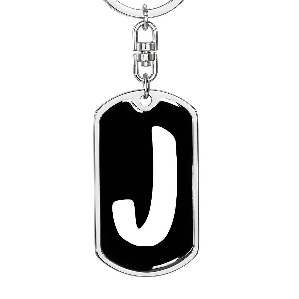 Initial J v3b - Luxury Dog Tag Keychain
