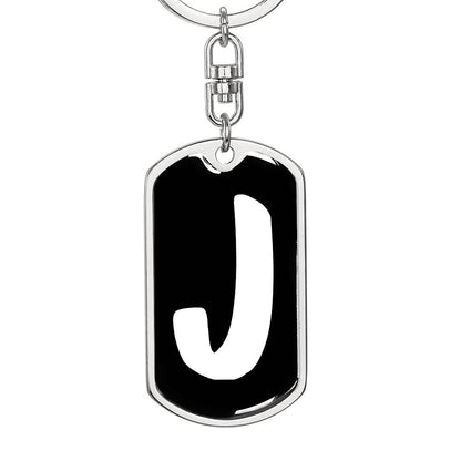 Initial J v3b - Luxury Dog Tag Keychain