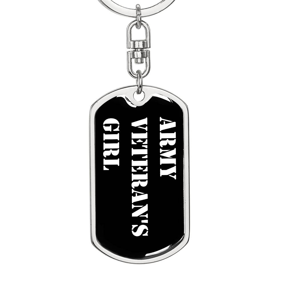 Army Veteran's Girl v3 - Luxury Dog Tag Keychain