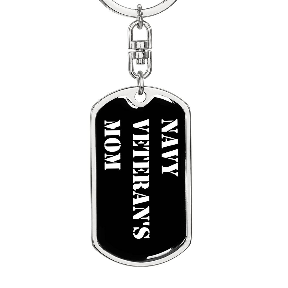 Navy Veteran's Mom v3 - Luxury Dog Tag Keychain