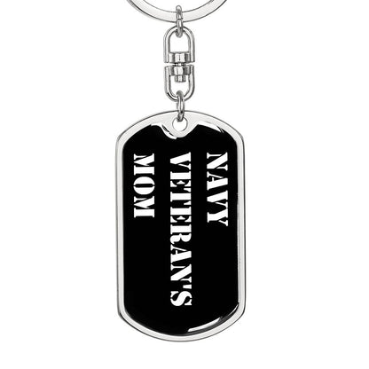 Navy Veteran's Mom v3 - Luxury Dog Tag Keychain