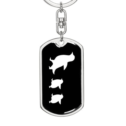 Mama Penguin With 2 Chicks v3 - Luxury Dog Tag Keychain