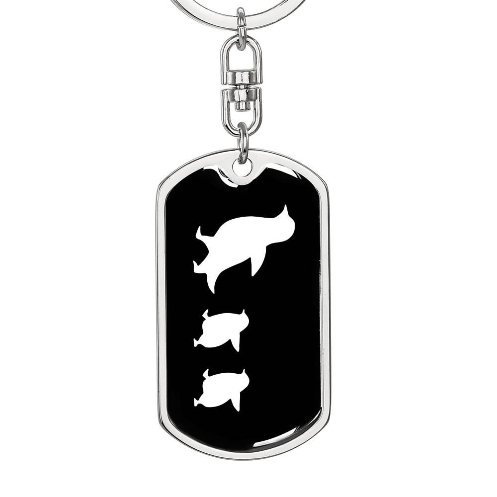Mama Penguin With 2 Chicks v3 - Luxury Dog Tag Keychain