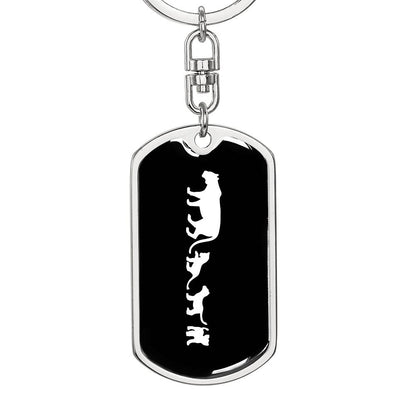 Mama Lioness With 3 Cubs v3 - Luxury Dog Tag Keychain
