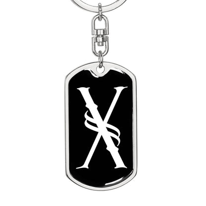 Initial X v001-13 - Luxury Dog Tag Keychain