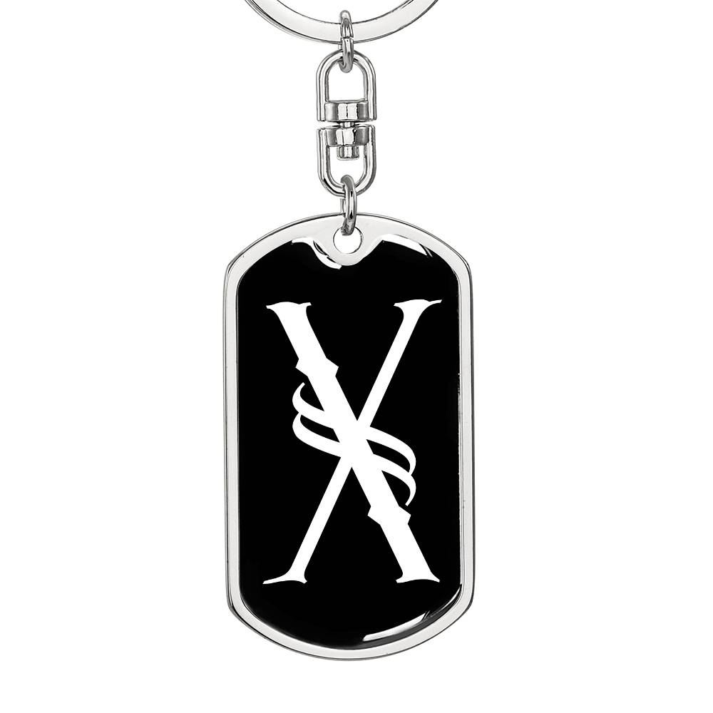 Initial X v001-13 - Luxury Dog Tag Keychain