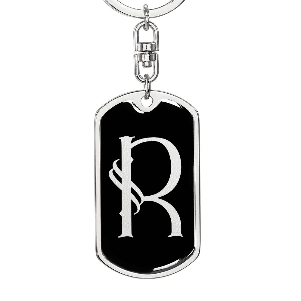 Initial R v001-12 - Luxury Dog Tag Keychain