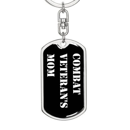 Combat Veteran's Mom v3 - Luxury Dog Tag Keychain