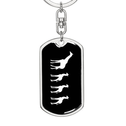 Mama Giraffe With 3 Calves v3 - Luxury Dog Tag Keychain