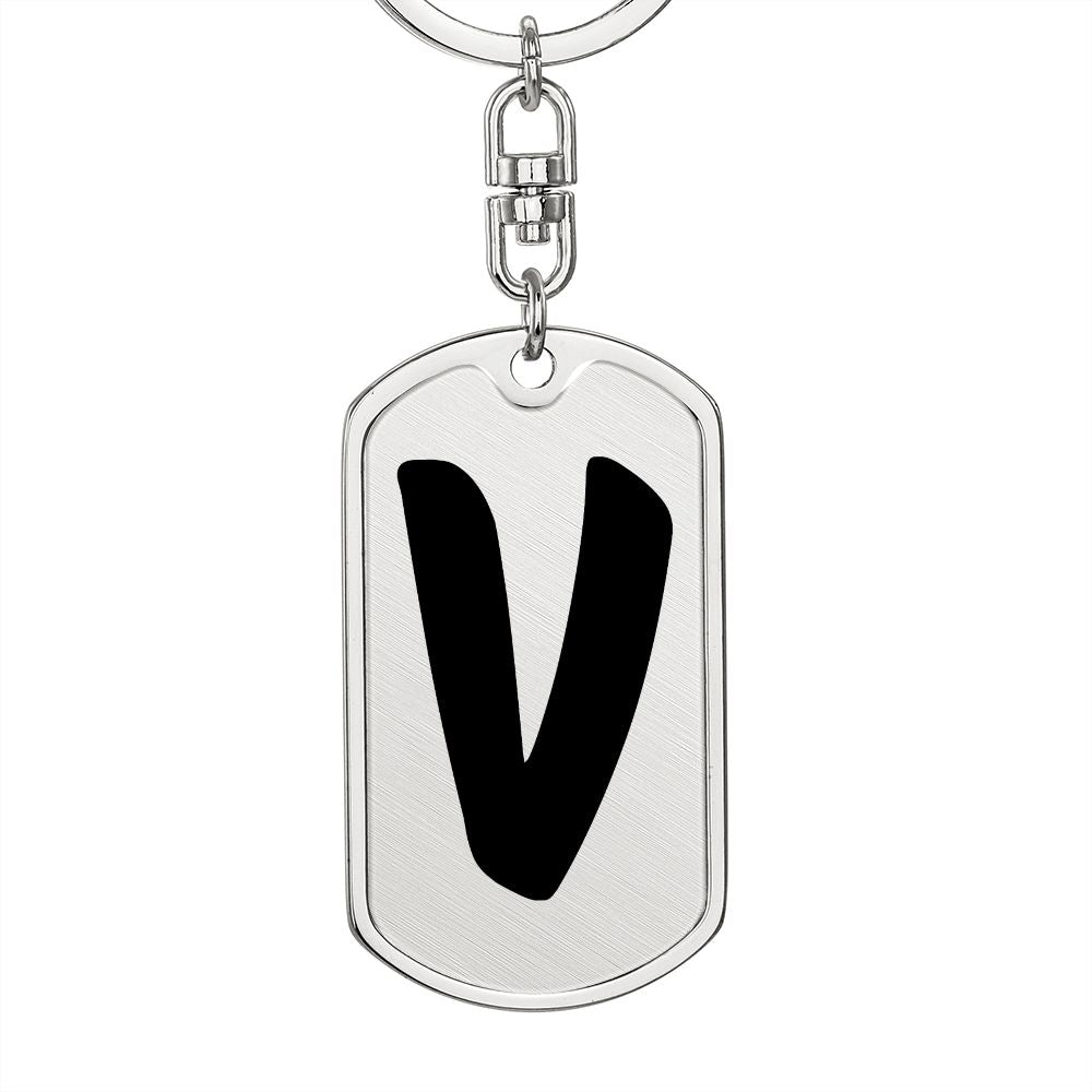 Initial V v1b - Luxury Dog Tag Keychain