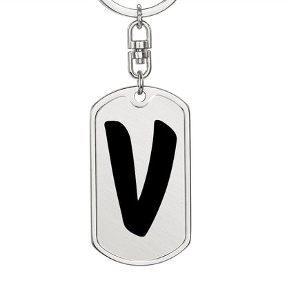 Initial V v1b - Luxury Dog Tag Keychain