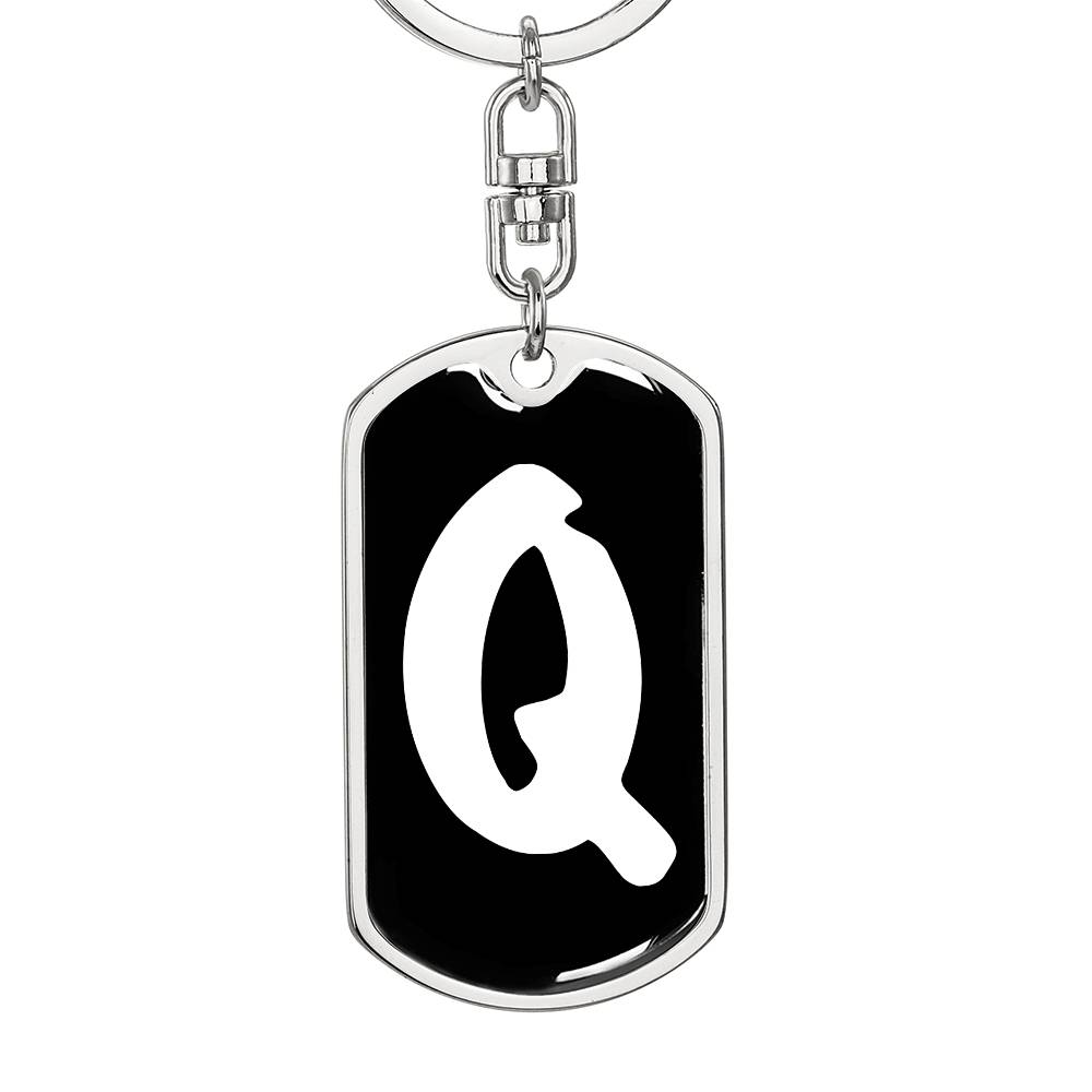 Initial Q v3b - Luxury Dog Tag Keychain