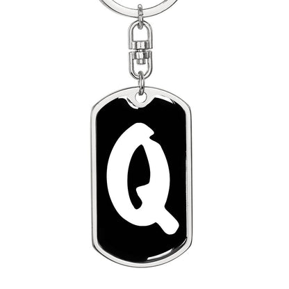 Initial Q v3b - Luxury Dog Tag Keychain