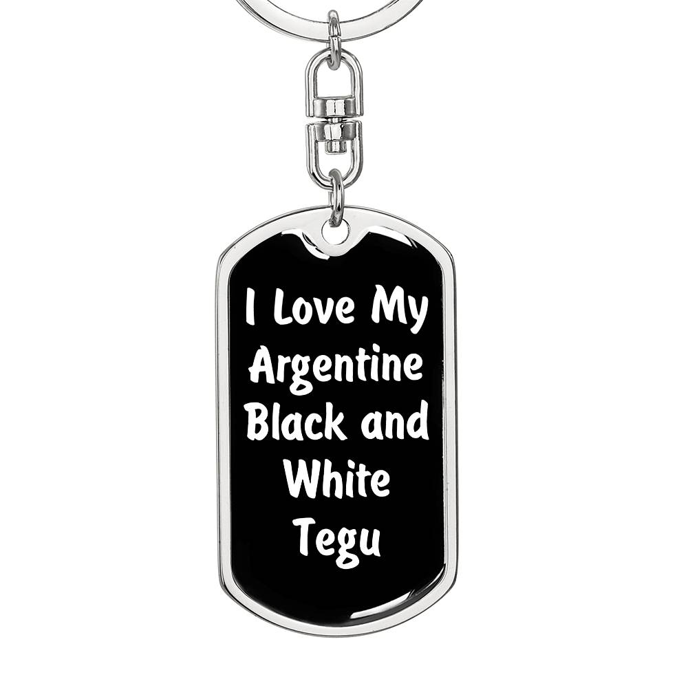 Love My Argentine Black and White Tegu v3 - Luxury Dog Tag Keychain