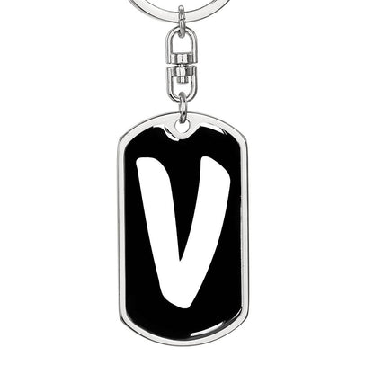 Initial V v3b - Luxury Dog Tag Keychain